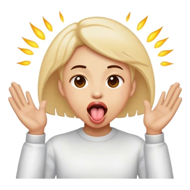 Tongue out with two hands opening the space infront sticker