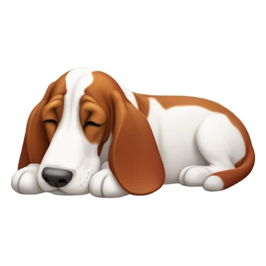Red and white basset hound sleepy sticker