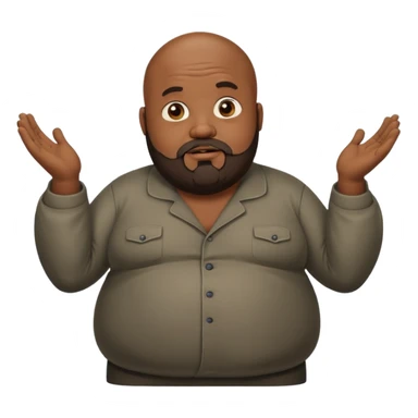 Fat black bald guy with beard shrugging sticker