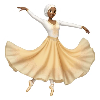 A hijabi ballet dancer emoji, mid-pose in an arabesque, wearing a flowing ballet dress and matching hijab, with delicate ballet slippers, vibrant colors, and intricate details on a transparent background.







 sticker