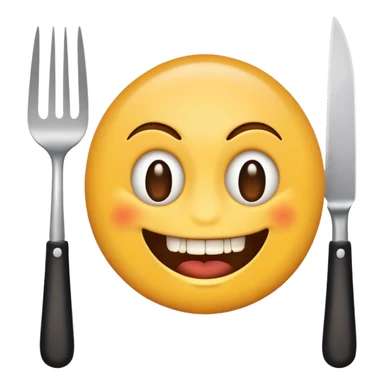 emoji smiley with a knife and fork psychopath sticker