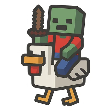 flat toon style chicken jockey sticker