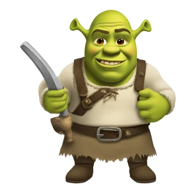 Shrek holding a pewpew sticker