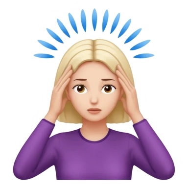 woman touching her own head with both hands while expanding mind sticker