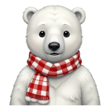 polar bear wearing a red and white checkered scarf sticker