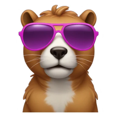Cappibara with a purple had an pink sunglasses sticker
