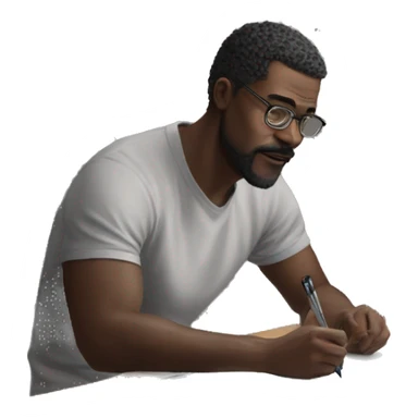 A man, drawing on an iPad with a stylus. , using the iPad placed on a table. with art tools like brushes and pencils around him. 🎨 sticker