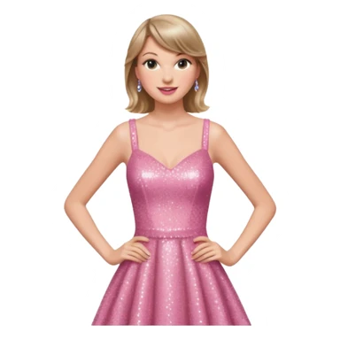 Taylor Swift smile in a sparkling pink dress sticker