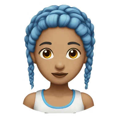 Light skin girl with blue braids brown eyes  sticker