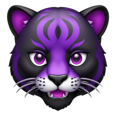 Aggressive Panther emoji with black and purple coloring sticker