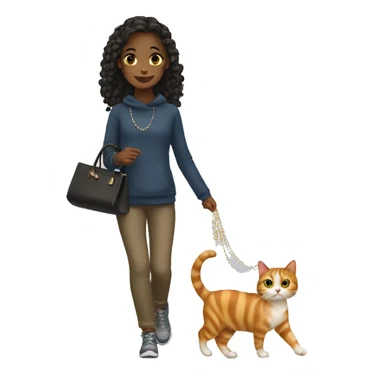 Girl with jewelry walking her cat  sticker