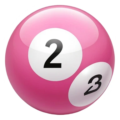 pink billiard ball with the number 23 inside a white circle sticker