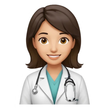 female doctor in white coat with stethoscope sticker
