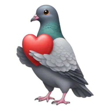 Pigeon holding a heart sticker