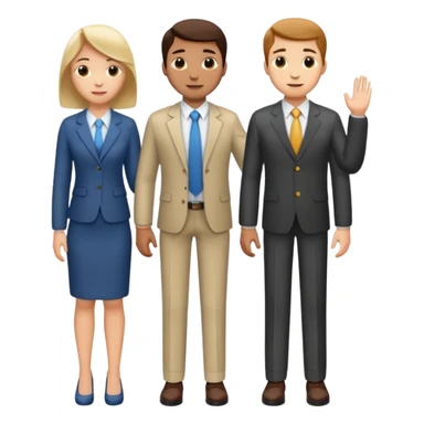 standing and saying goodbye 3 of coworkers to right side, full body view sticker