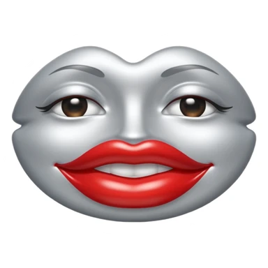 A seductive pair of slightly parted lips emoji made of liquid silver chrome, smooth glossy metallic surface, soft sensual curves, subtle reflections, luxury sexy aesthetic, minimal iOS emoji style, centered composition, clean white background, soft studio lighting, no text sticker