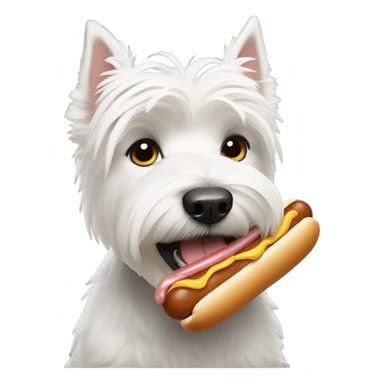 Westie eating a hot dog sticker