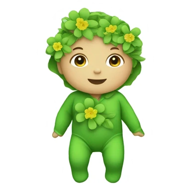 a baby wearing a bodysuit. green flowers, symbolizing ecology and sustainability.  sticker