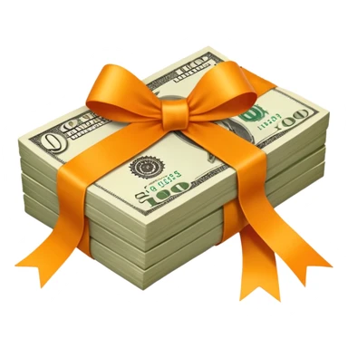 Filed money wrapped with orange ribbo sticker