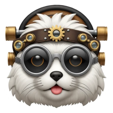 Shitzu black and white with steampunk sticker