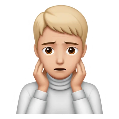 person with both hands on their neck, worried expression sticker