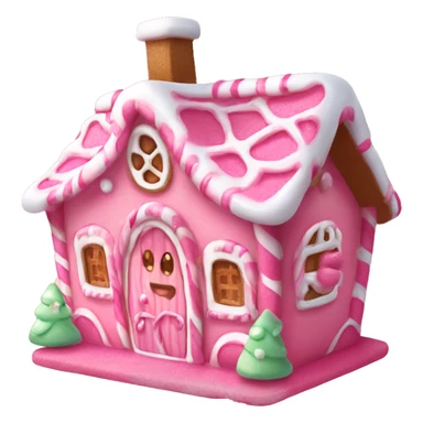 kawaii pink gingerbread house animated smiling cutie  sticker