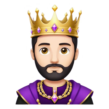 White King, dark hair, short beard, golden crown, black clothes, purple diamonds  sticker