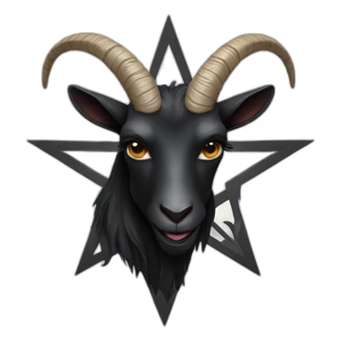 black goat with pentagram sticker