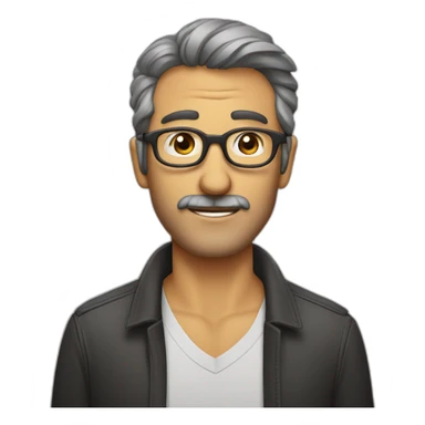 Hombre de cincuenta años pelo corto muy canoso con gafas sin marco y barba corta sticker