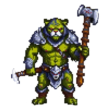 Fierce tiger orc with battle axe sticker