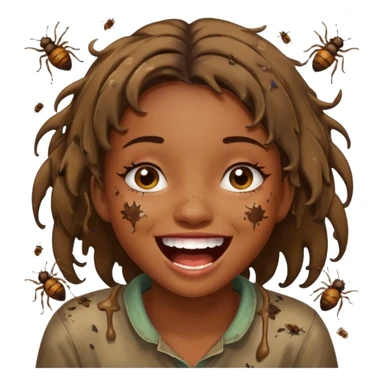 Fille en caca habillée en caca qui pu et pleure de rire avec des mouches autour sticker