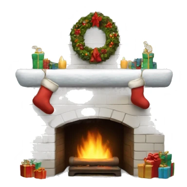 white Christmas fireplace sticker