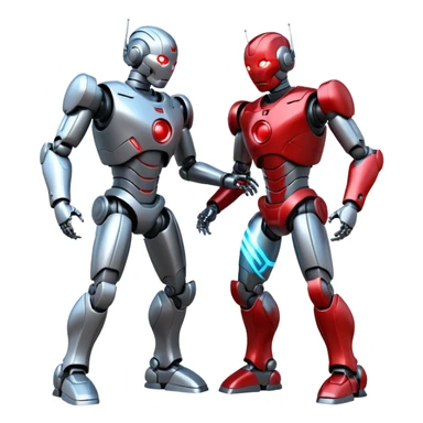 robotic fight between two futuristic robots like ultron   sticker