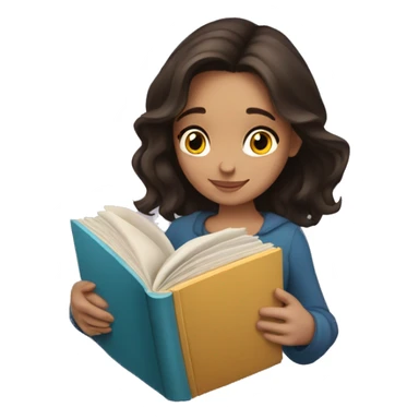 beautiful brunette girl hugging a book sticker