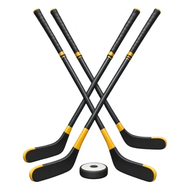 two hockey sticks crossing and a puck like the original apple hockey stick emoji sticker