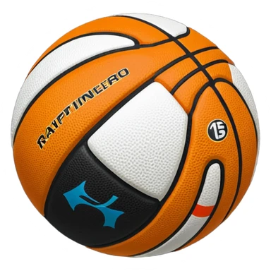 Crea un balón de basket negro con rayas blancas sticker