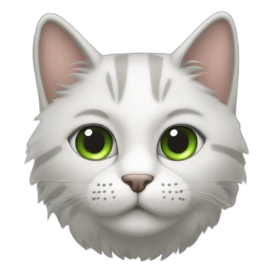 un gatico con ojos grandes, verdes agresivos, color blanco, gris y pardo manita altas y uñas afuera salu sticker