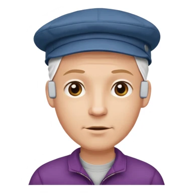 a bald man wearing a flap cap looking really hopeful sticker