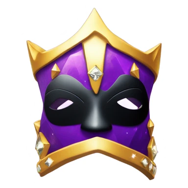 3D cartoon emoji style, a shiny purple diamond wearing a tiny golden crown on top and a black thief mask covering its front face. Playful sparkles around it, soft shadows, pastel background, cute and VIP vibe, crime city theme, 3D rendering, Pixar-style lighting, 8k, vibrant colors, no text" sticker