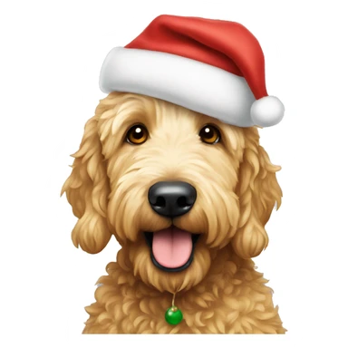 Golden Doodle wearing santa hat sticker