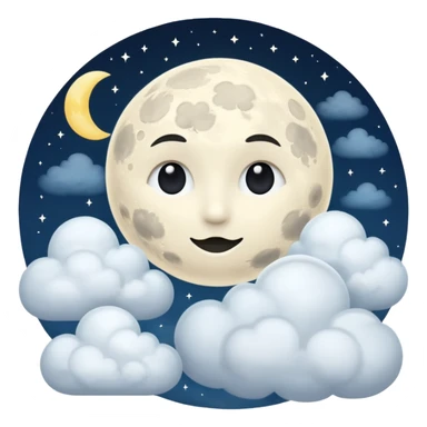 moon with clouds, ultra realistic sticker