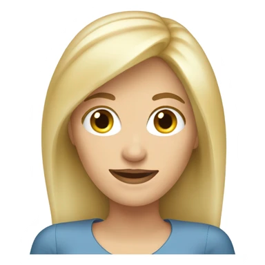 apple style emoji, with blond white woman which is currently in a webinar  sticker