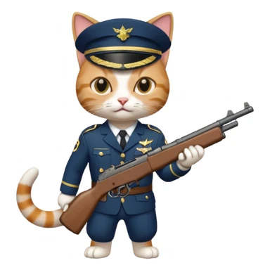 Cat in military uniform shooting gun sticker