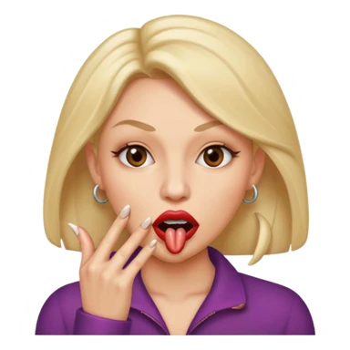 Big lips long nails bestie circle head biting her 1 nail sticker