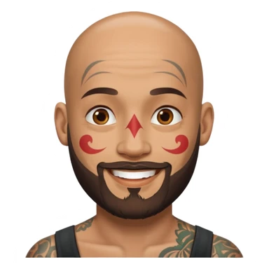 bald bearded man with face tattoo sticker
