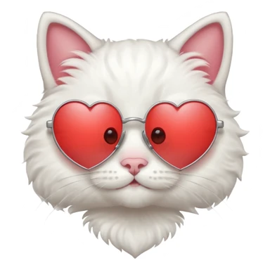 a cute white cat wearing heart sunglasses while smilling sticker