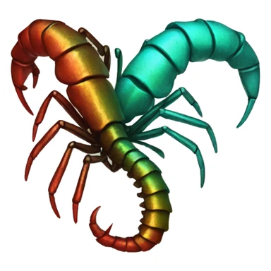 Black red gold green cyan rusty grunge scorpion with stinger large stinger tail sticker