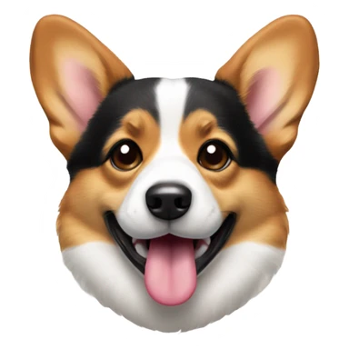 Tri-colored Corgi with tongue out and a little black near temples sticker