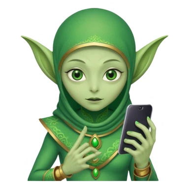 alien with persion crawl custome dress and smartphone sticker