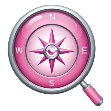 mix light pink dark pink and white girly internet compass logo with a magnifying glass sticker
